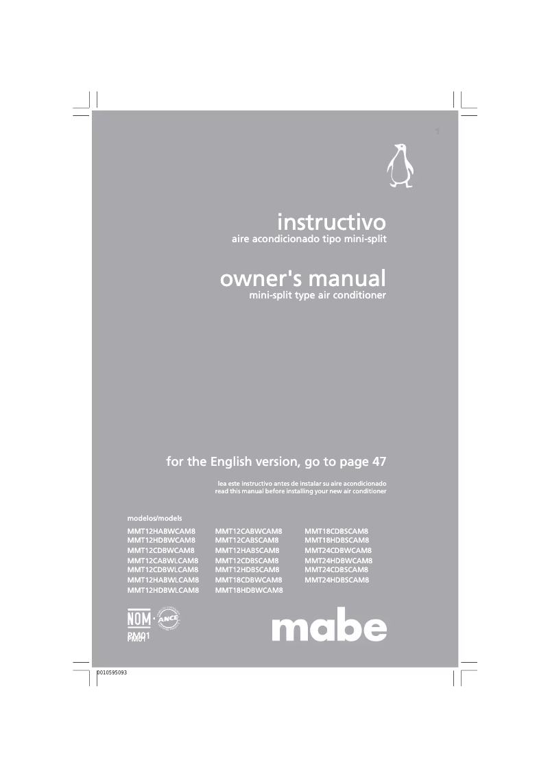 Page 1 of the manual User Manual Mabe MMT12HDBWCAM8