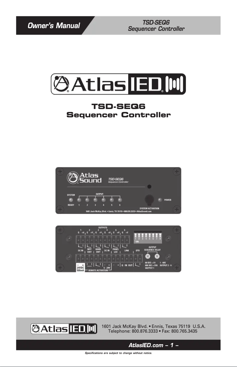First page image of the manual for TSD-SEQ6