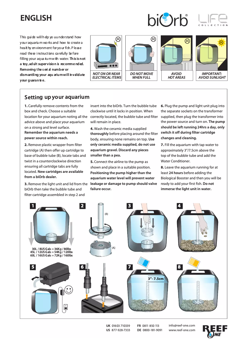 First page image of the manual for biOrb Life 60