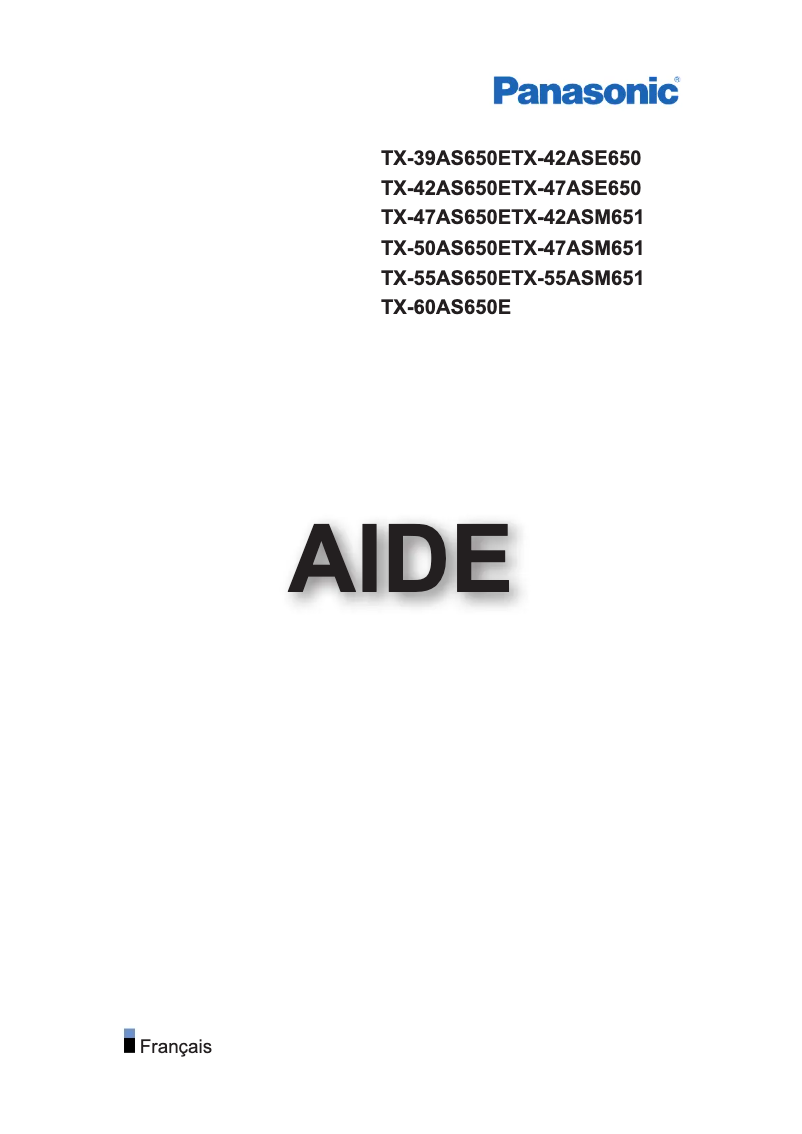 First page image of the manual for Viera TX-47ASE650