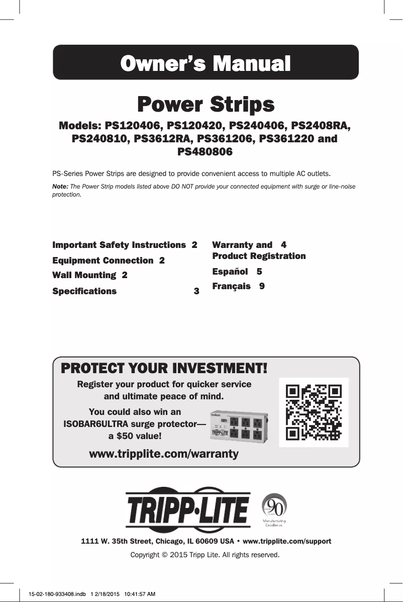 Page 1 of the manual User Manual Tripp Lite PS2408RA