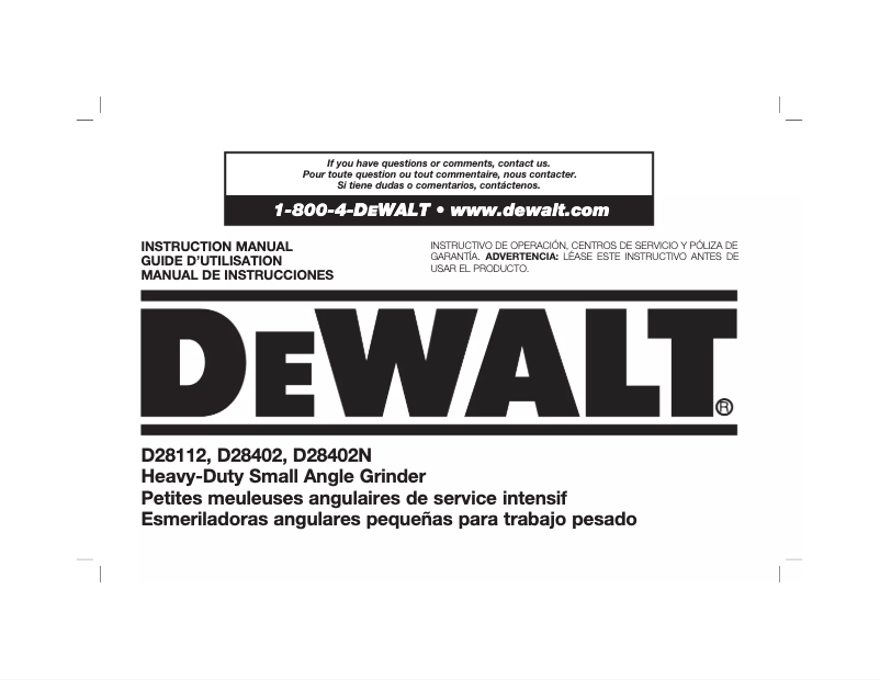 Page 1 of the manual User Manual DeWalt D28112