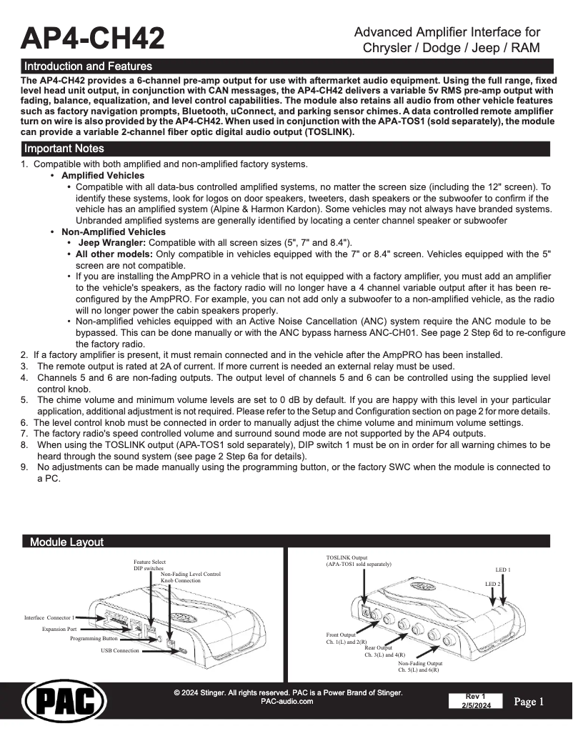 First page image of the manual for AP4-CH42