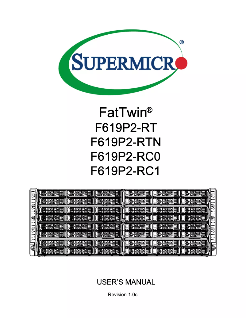 First page image of the manual for SuperServer F619P2-RC1