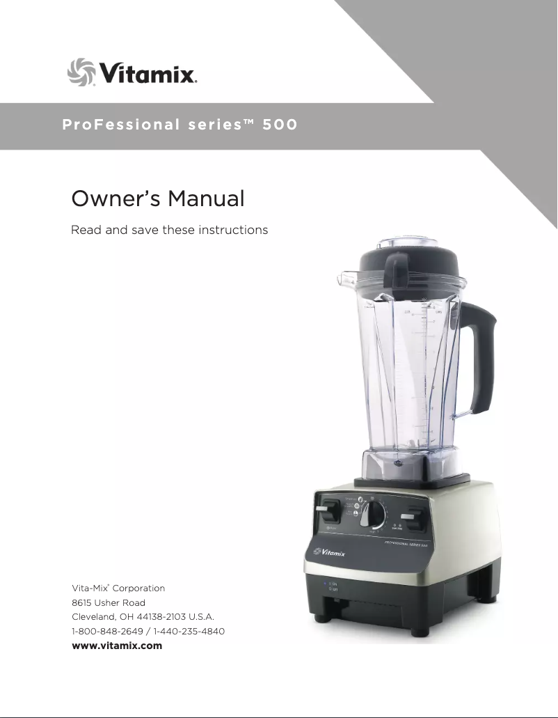 Page 1 of the manual User Manual Vitamix Professional Series 500