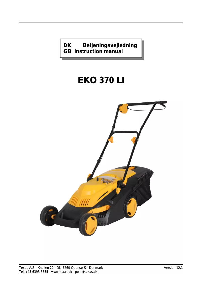 Image de la première page du manuel de l'appareil EKO 370 Li