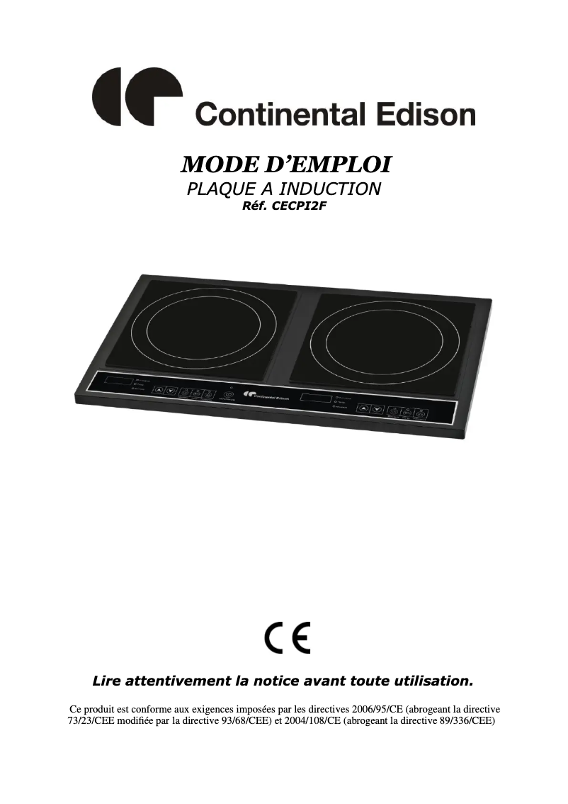 Page 1 of the manual User Manual Continental Edison CECPI2F
