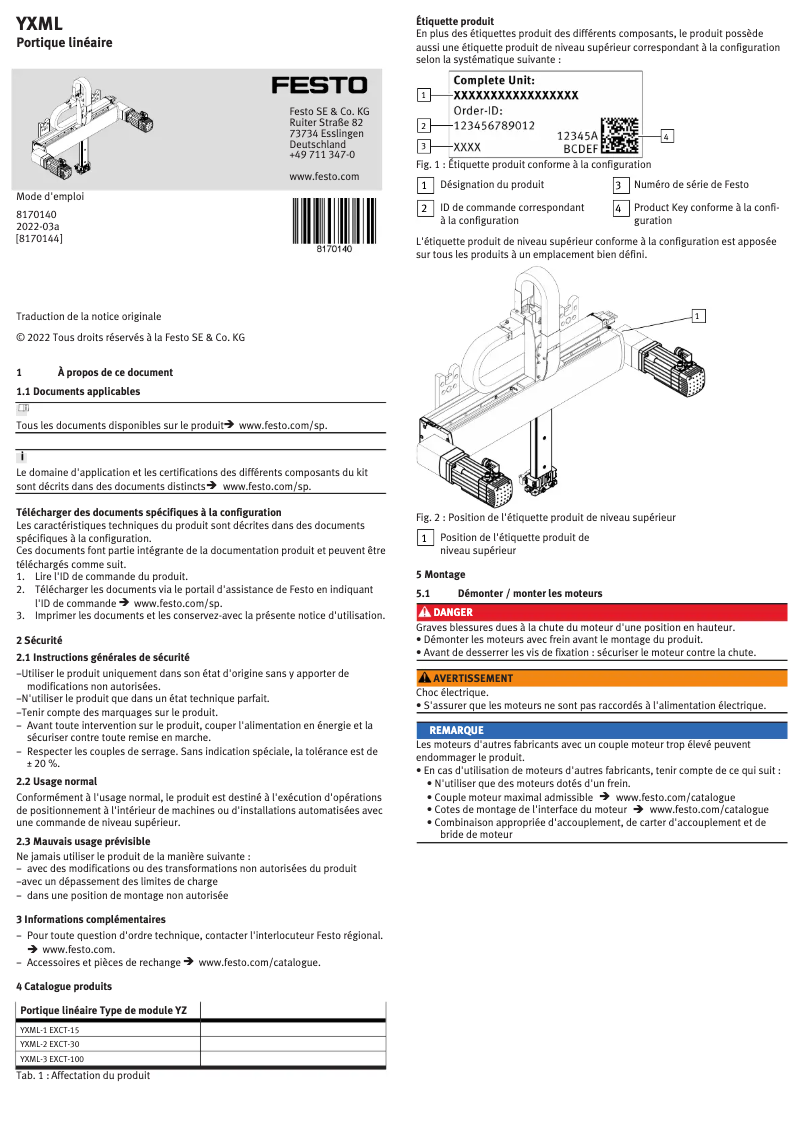 First page image of the manual for YXML-3