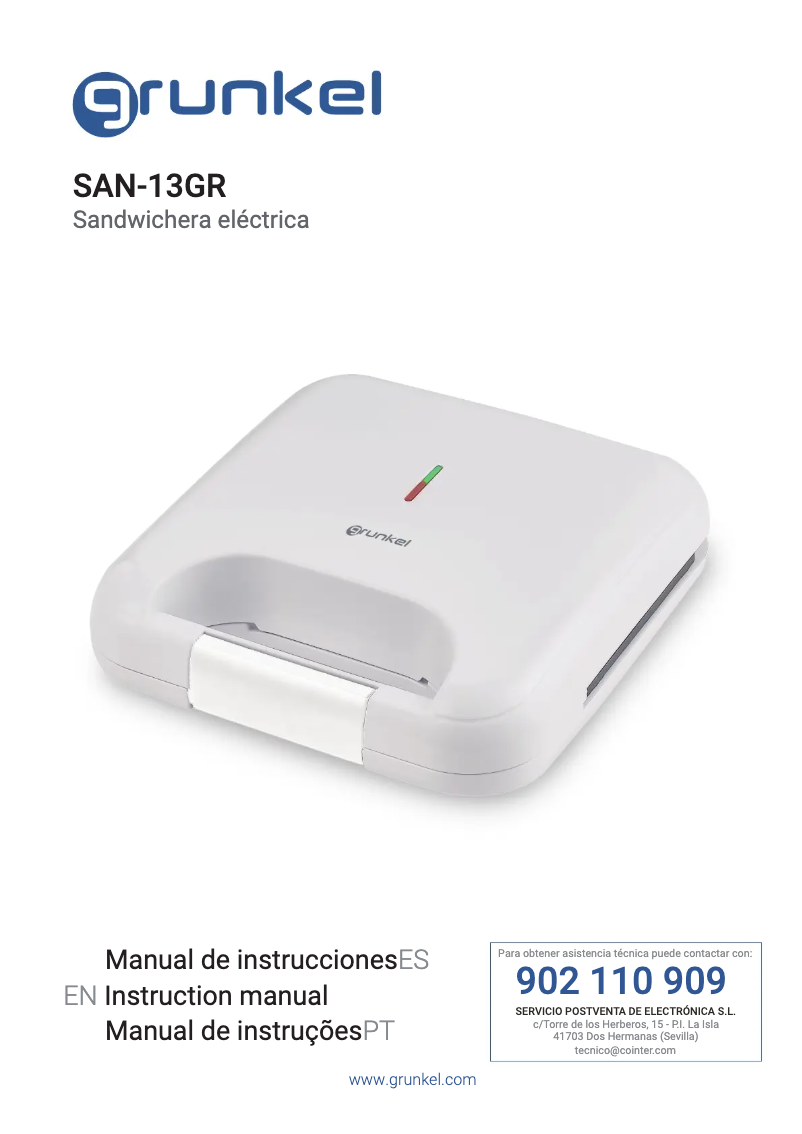 Page 1 of the manual User Manual Grunkel SAN-13GR