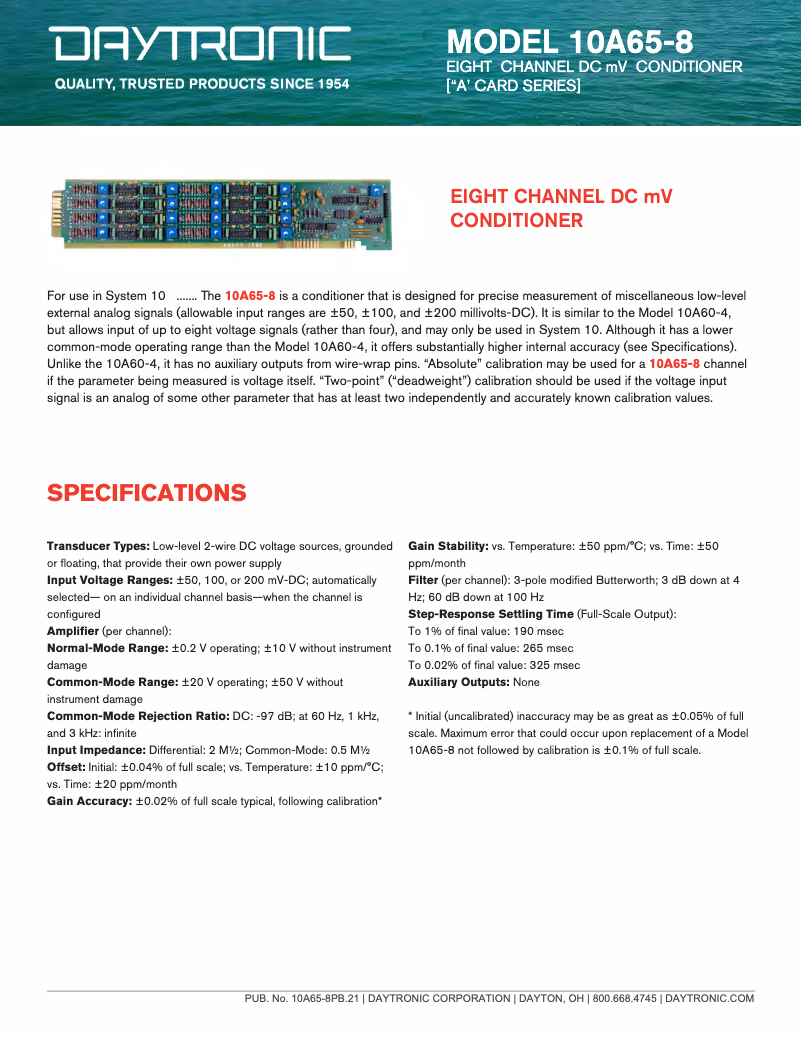 First page image of the manual for 10A65-8