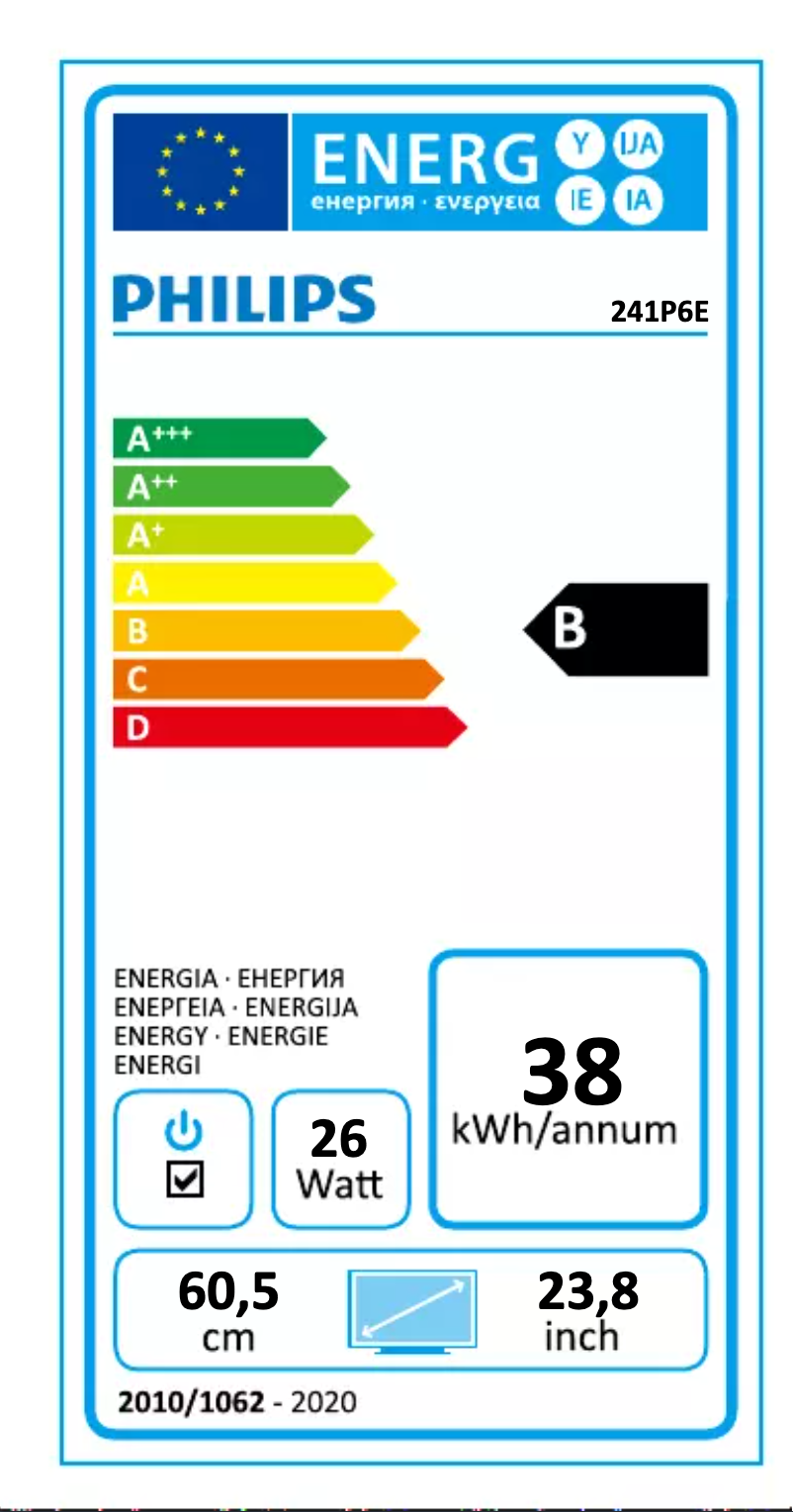Page 1 of the manual Energy Label Philips Brilliance P-Line 241P6EPJEB