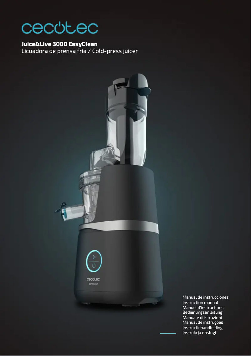 Page 1 de la notice Manuel utilisateur Cecotec Juice&Live 3000 EasyClean