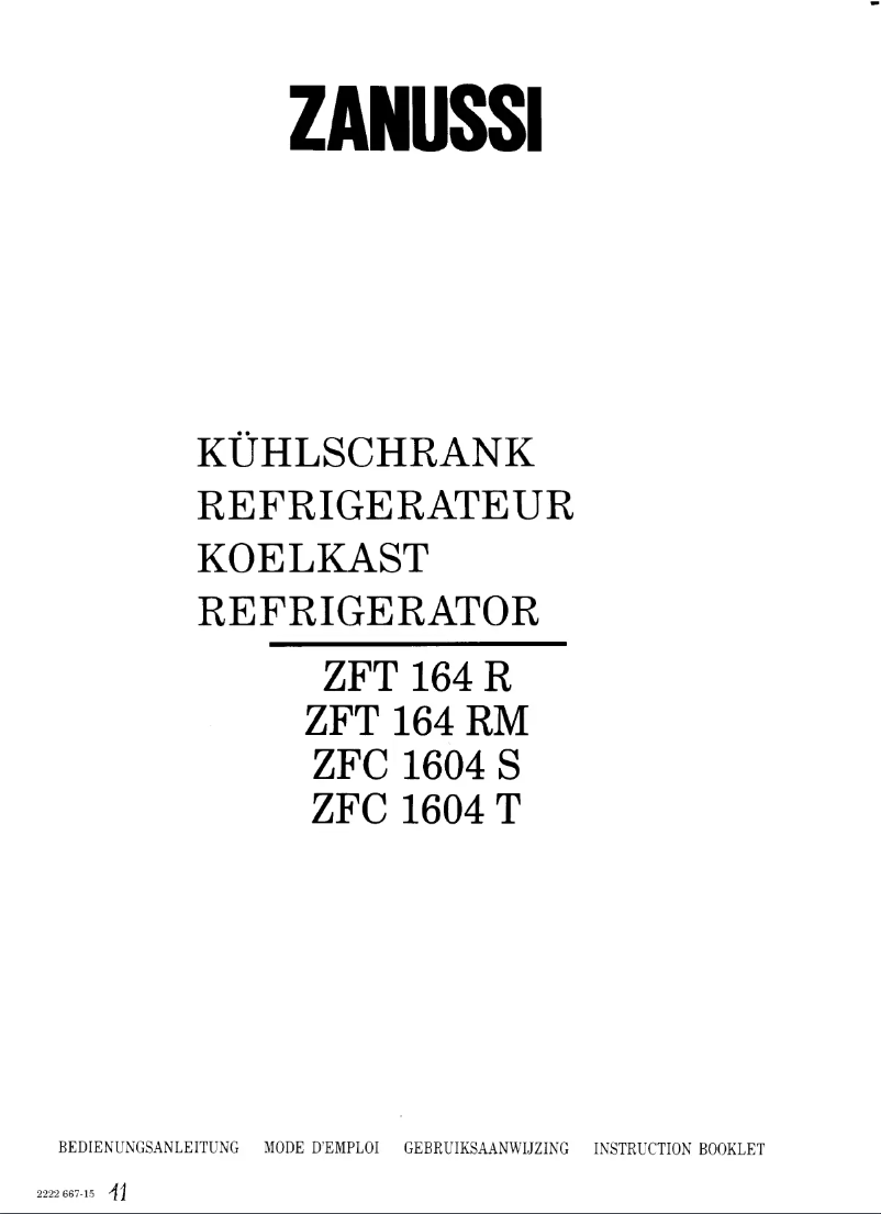 Page 1 of the manual User Manual Zanussi ZFC 1604 t
