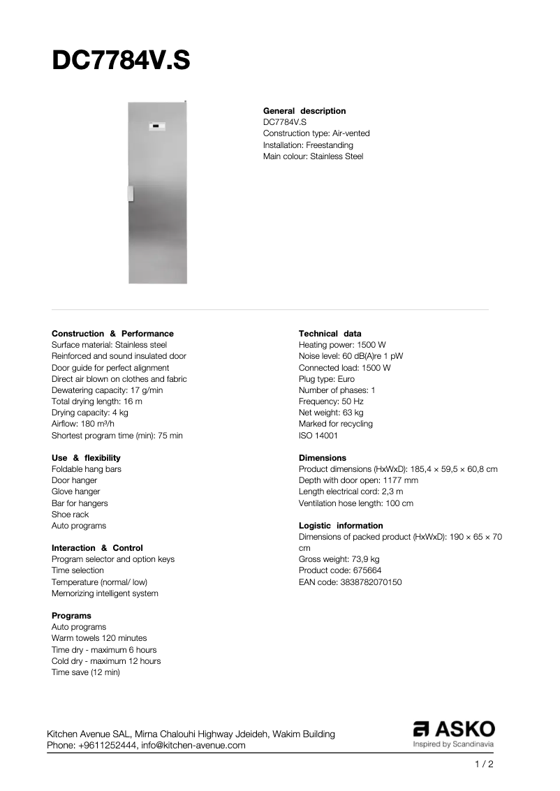 First page image of the manual for DC7784VS