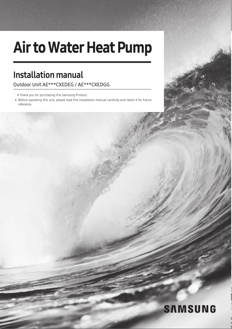 First page image of the manual for AE090CXEDEG