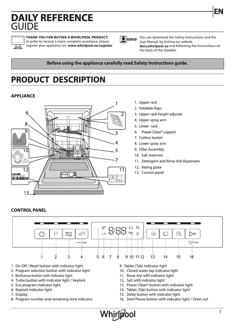 Page 1 of the manual User Manual Whirlpool WFO 3T141 P X