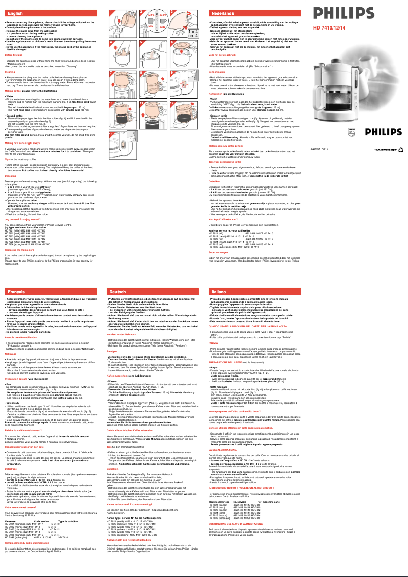 First page image of the manual for HD7414