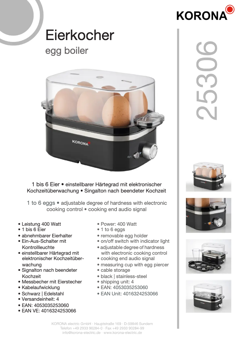 Page 1 of the manual Technical Sheet Korona 25306