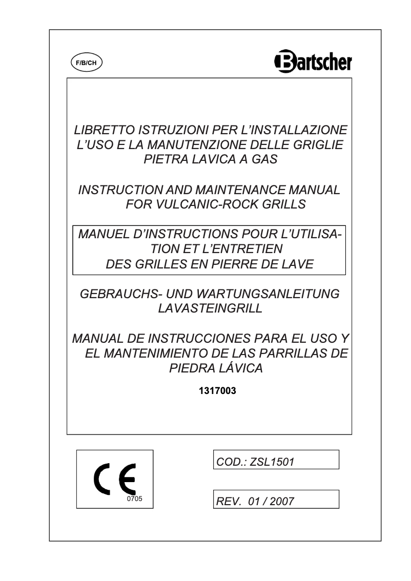 Page 1 of the manual User Manual Bartscher 1317003
