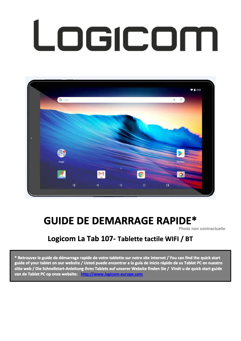 Page 1 of the manual User Manual Logicom La Tab 107
