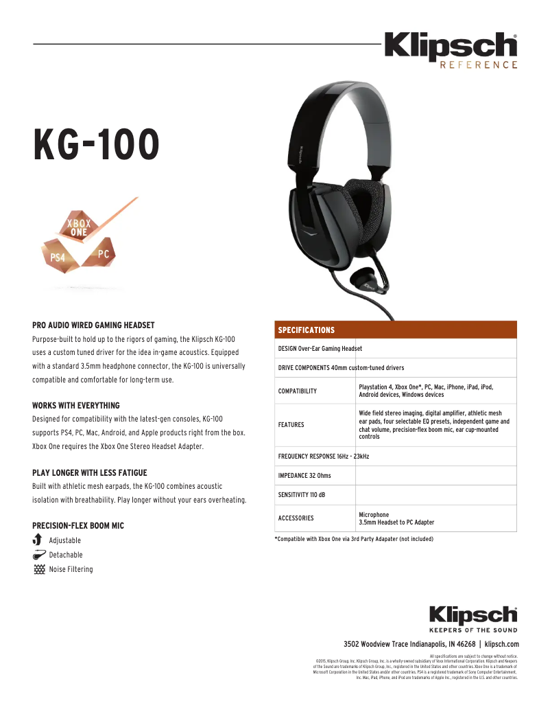 First page image of the manual for KG-100