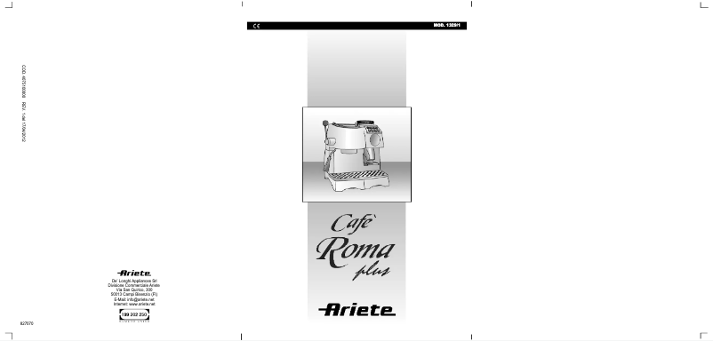 Page 1 of the manual User Manual Ariete Cafe Roma Plus 1329