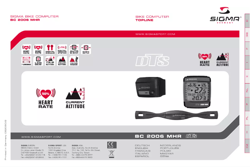 First page image of the manual for BC 2006 MHR DTS