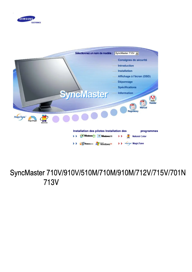 First page image of the manual for SyncMaster 713V