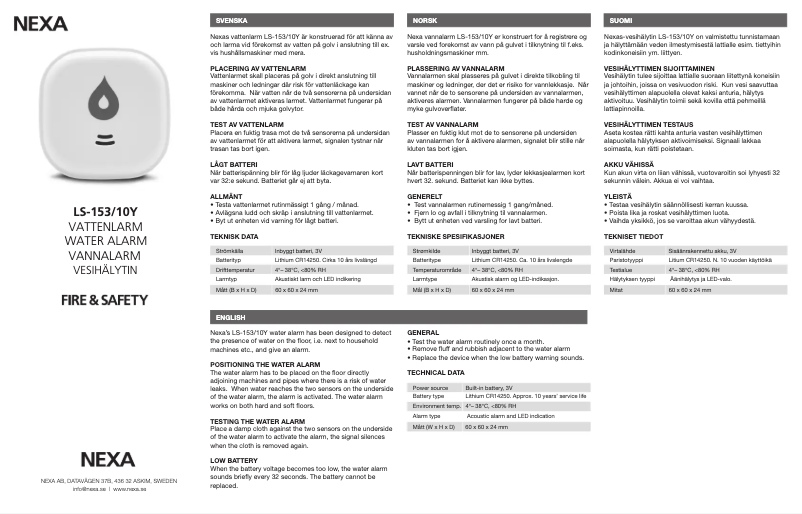 Page 1 of the manual User Manual Nexa LS-153