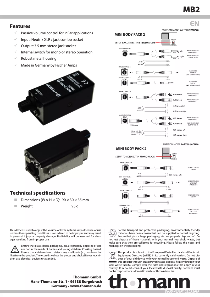 Image de la première page du manuel de l'appareil MB2