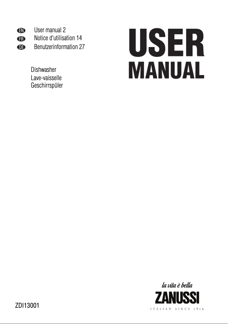First page image of the manual for ZDI13001WA