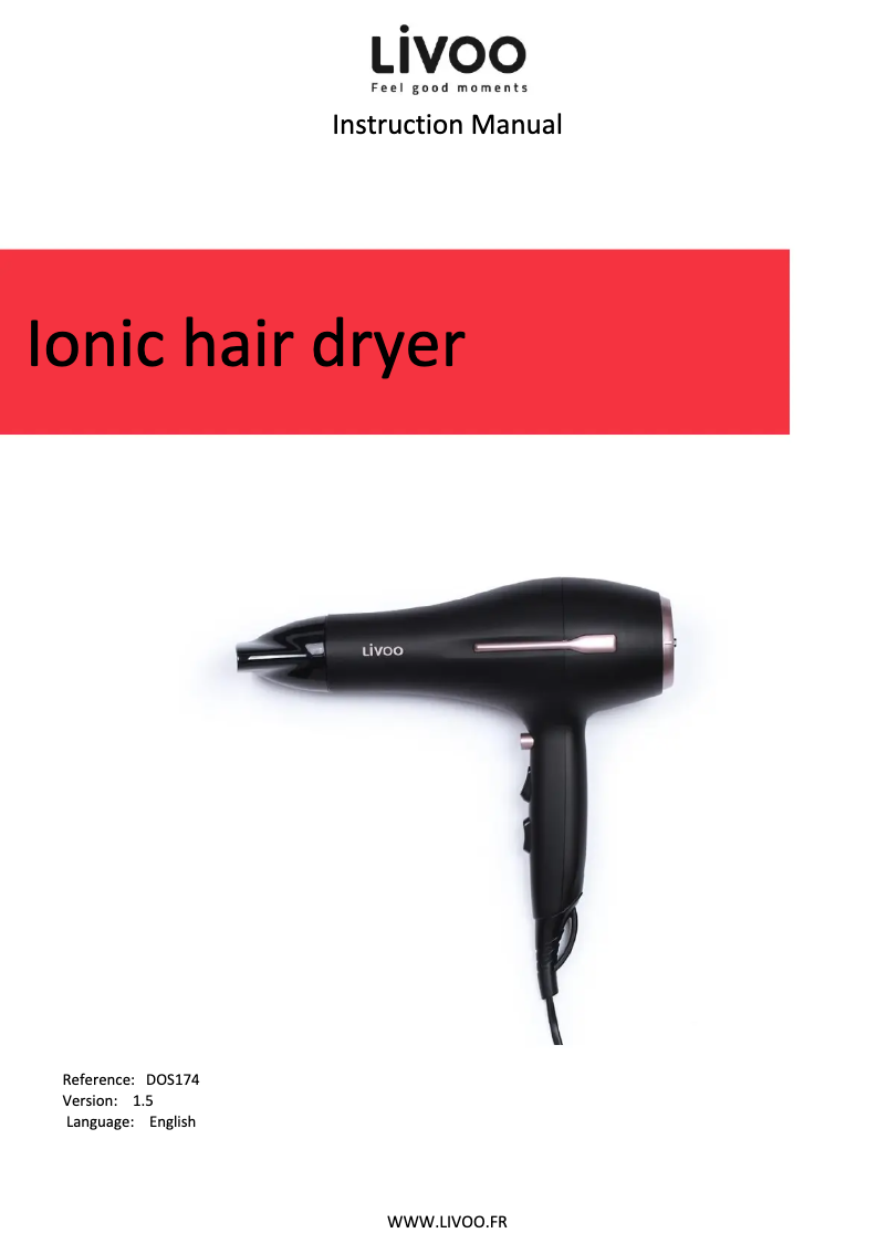 Page 1 of the manual User Manual Livoo DOS174