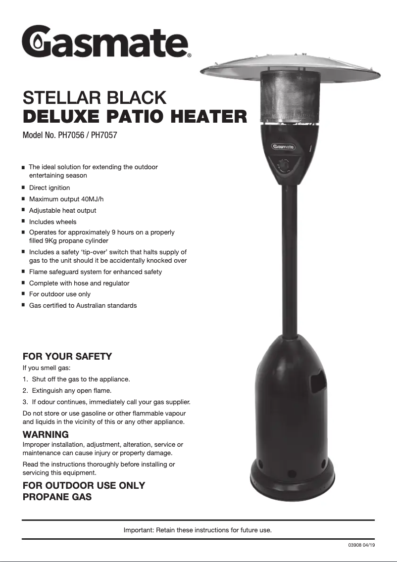 First page image of the manual for Deluxe Patio VHL109