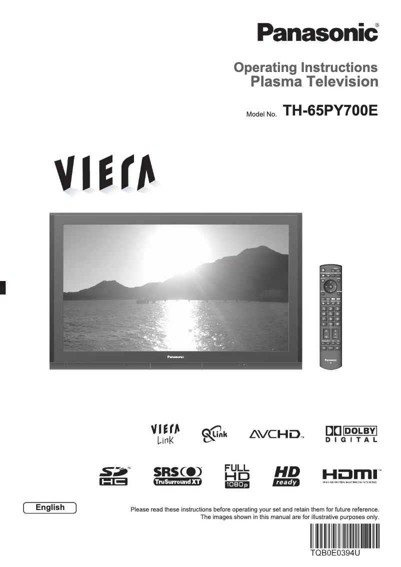 Page 1 of the manual User Manual Panasonic Viera TH-65PY700E