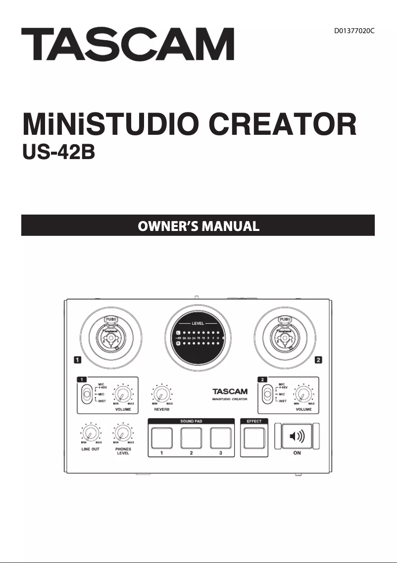 Image de la première page du manuel de l'appareil MiNiSTUDIO Creator US-42B