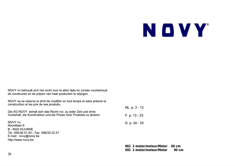 First page image of the manual for D662