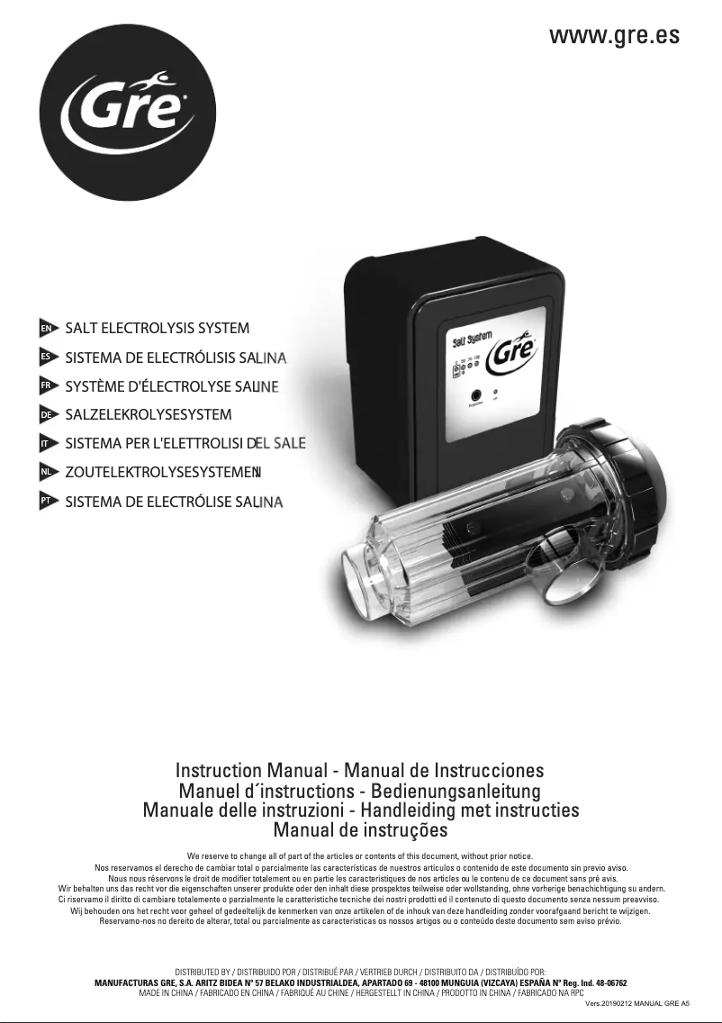 First page image of the manual for SCG100