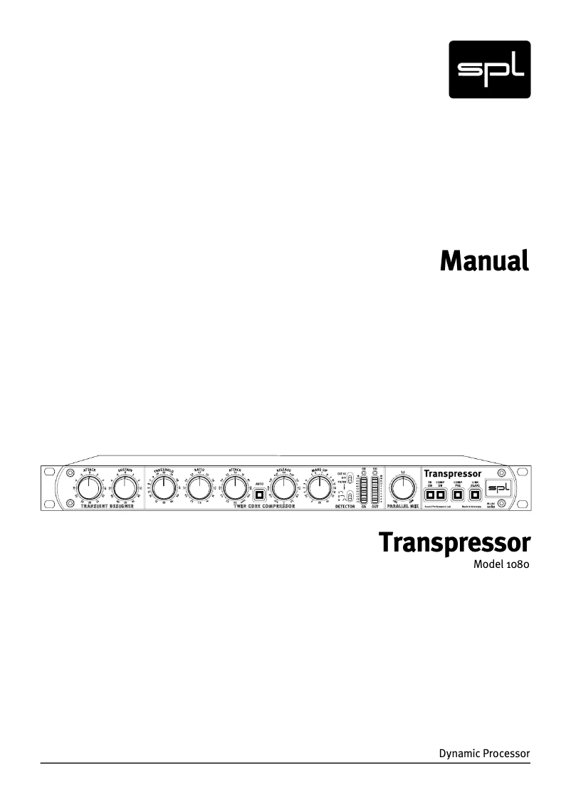 First page image of the manual for Transpressor 1080