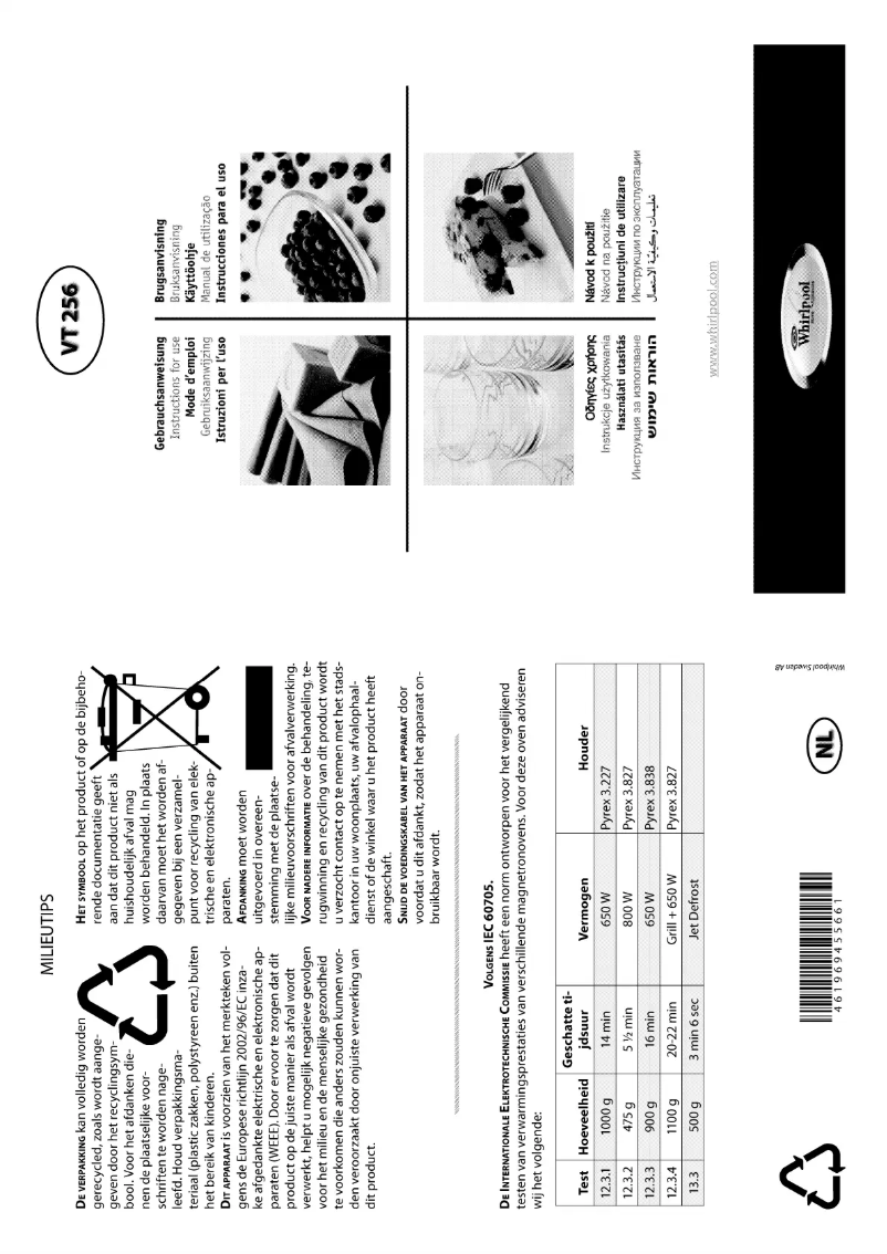 Page 1 of the manual User Manual Whirlpool VT256/IX