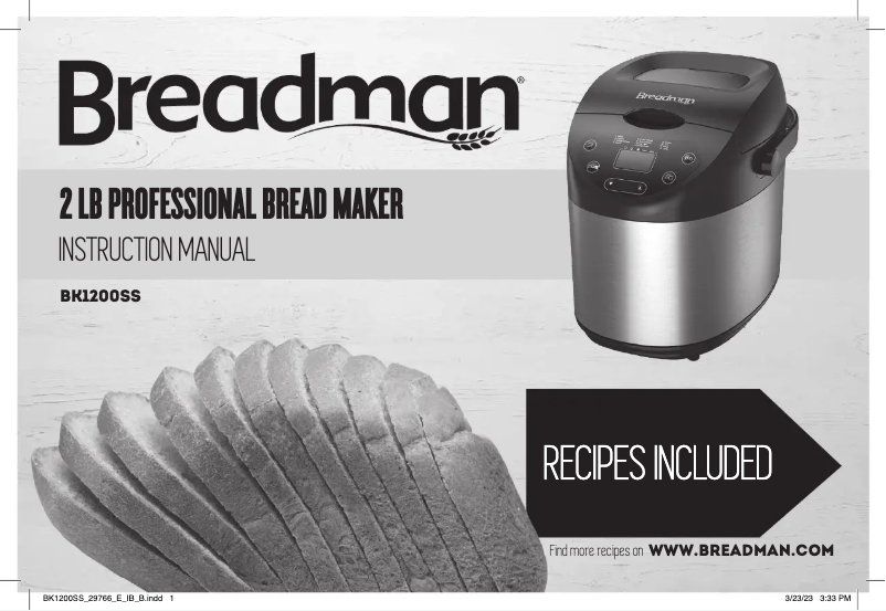 Page 1 of the manual User Manual Breadman BK1200SS