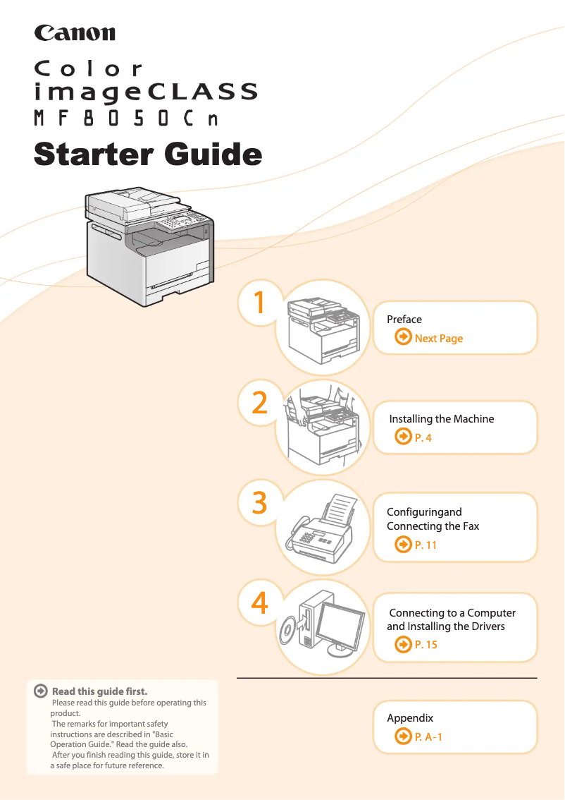 First page image of the manual for Color imageCLASS MF8050Cn