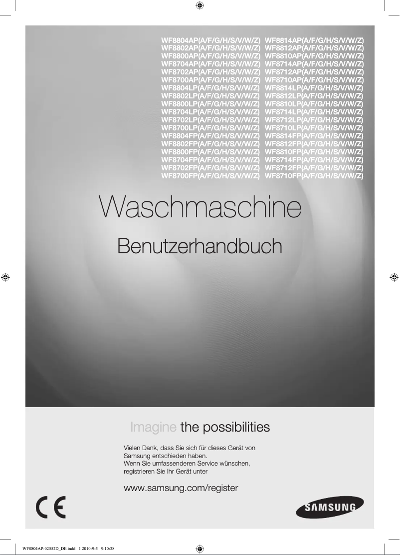 Page 1 of the manual User Manual Samsung WF 8814 fpa