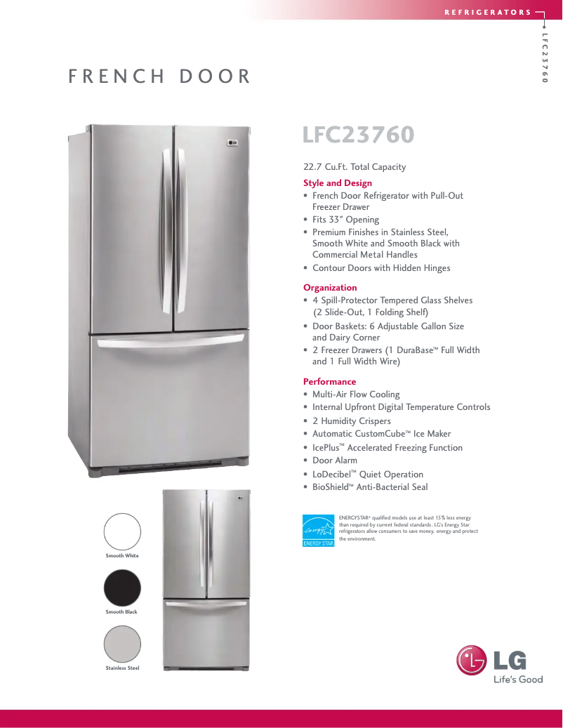 Page 1 of the manual Technical Sheet LG LFC23760SB