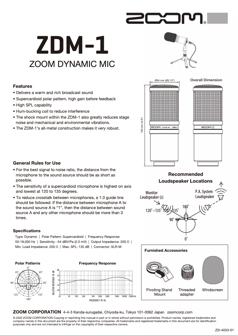 First page image of the manual for ZDM-1