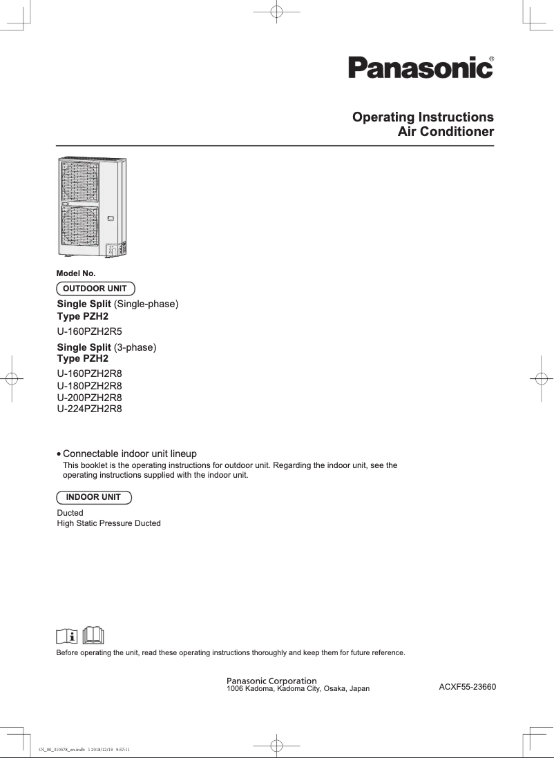 Page 1 of the manual User Manual Panasonic U-224PZH2R8