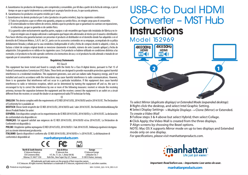 First page image of the manual for 152969