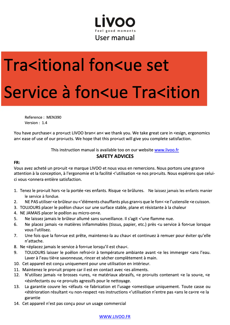 First page image of the manual for MEN390