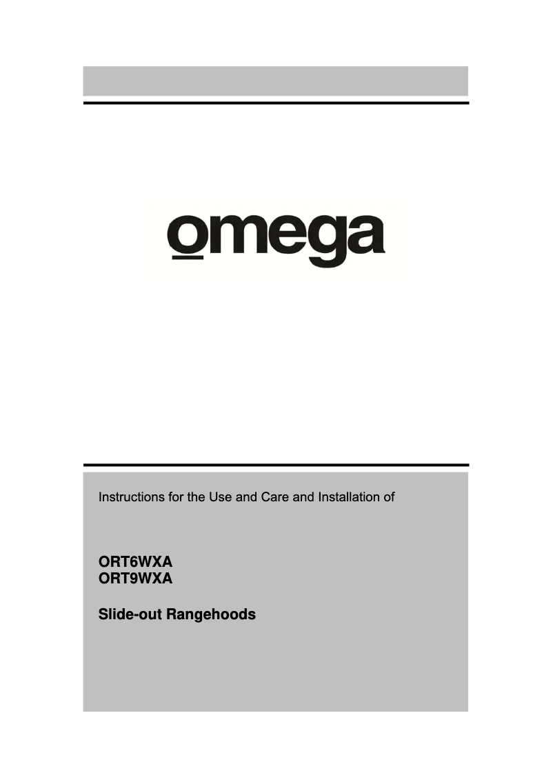 Page 1 of the manual Instructions / Assembly Omega ORT9WXA