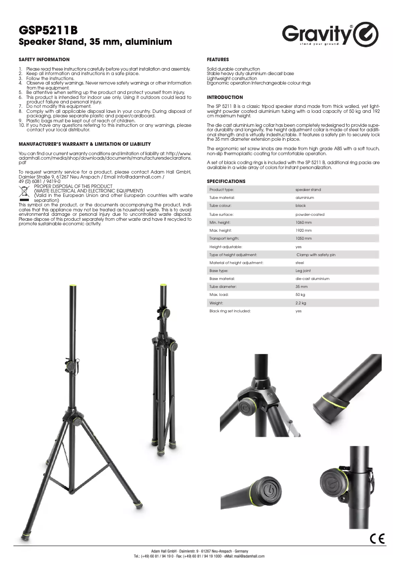 First page image of the manual for GSP5211B