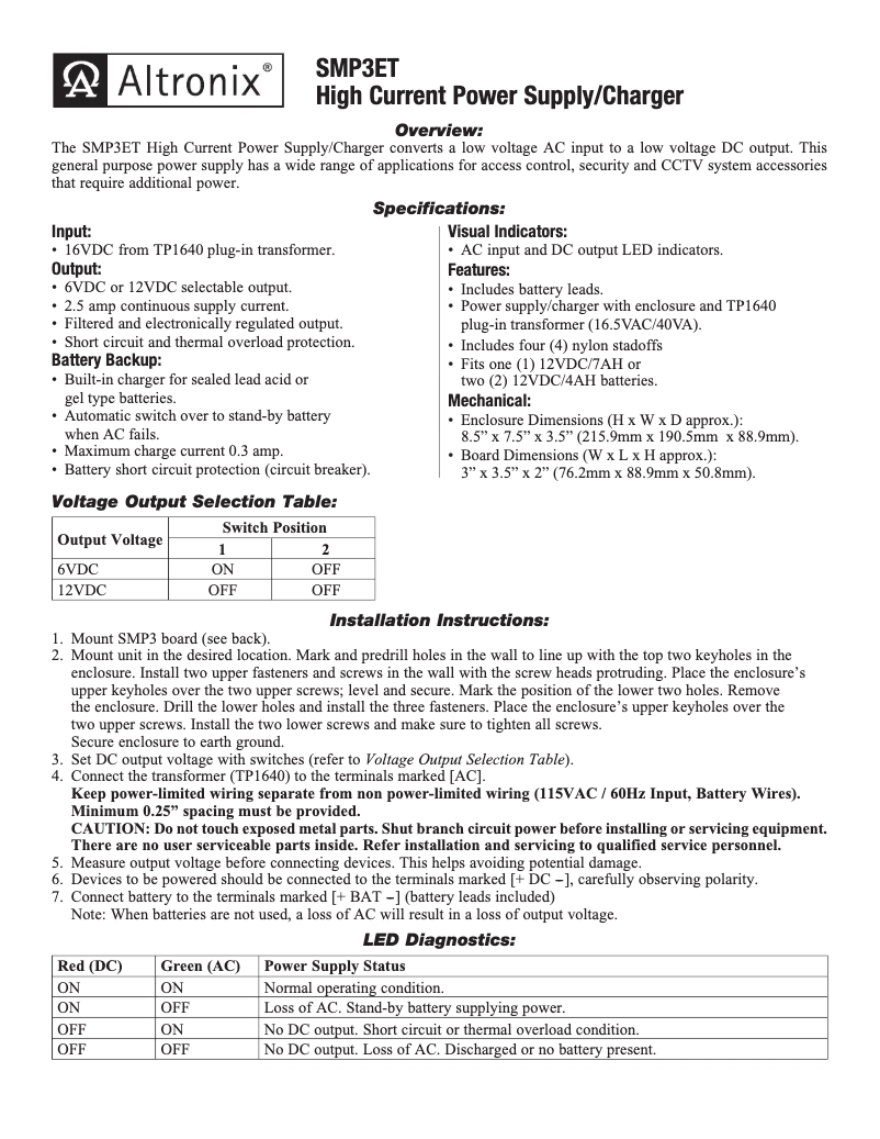 First page image of the manual for SMP3ET